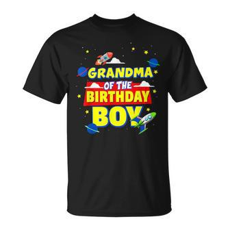 Grandma Of Birthday Astronaut Boy Outer Space Theme Party T-Shirt - Monsterry DE