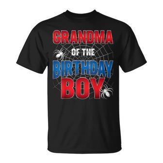 Grandma Of Birthday Boy Costume Spider Web Birthday Party T-Shirt | Seseable UK