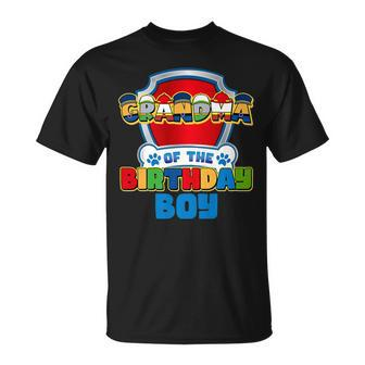 Grandma Of The Birthday Boy Dog Paw Family Matching T-Shirt | Mazezy