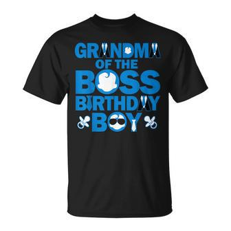 Grandma Of The Boss Birthday Boy Baby Family Party Decor T-Shirt - Seseable