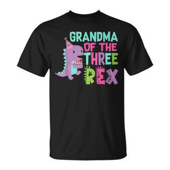 Grandma Of The Three Rex Birthday Dinosaur Family Matching T-Shirt - Monsterry UK