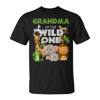 Grandma Of The Wild One Zoo Birthday Safari Jungle Animal T-Shirt - Thegiftio UK
