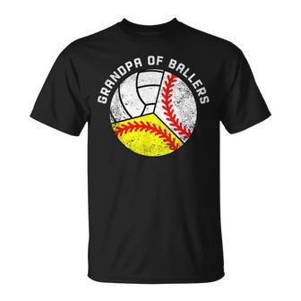 Grandpa Of Ballers Baseball Softball Volleyball T-Shirt - Monsterry DE