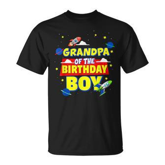 Grandpa Of Birthday Astronaut Boy Outer Space Theme Party T-Shirt - Monsterry AU