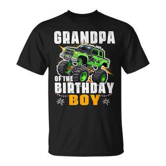 Grandpa Of The Birthday Boy Monster Truck Birthday Family T-Shirt - Seseable