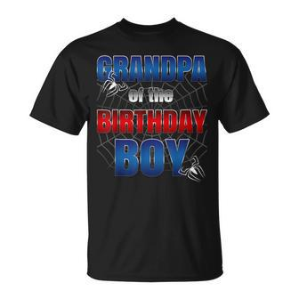 Grandpa Of The Birthday Spider Web Boy Family Matching T-Shirt - Monsterry CA