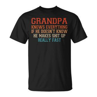 Grandpa Knows Everything Makes Vintage Father's Day T-Shirt - Monsterry