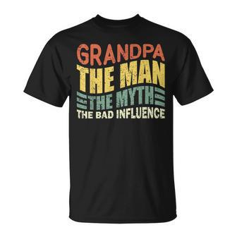 Grandpa Man Myth Bad Influence Fathers Day T-Shirt - Thegiftio UK