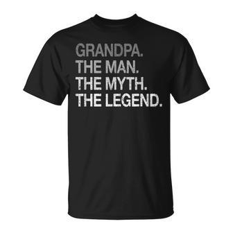 Grandpa The Man The Myth The Legend Father's Day Grandpa T-Shirt - Seseable