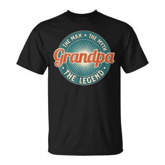 Grandpa The Man The Myth The Legend Grandfather T-Shirt - Seseable