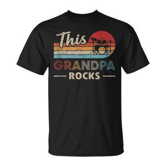 This Grandpa Rocks Drums Rock N Roll Heavy Metal Drummer T-Shirt | Mazezy
