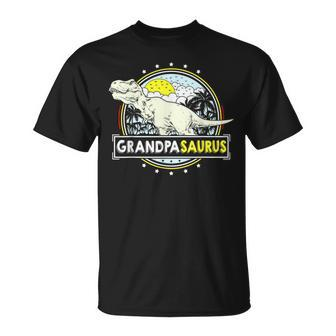 Grandpasaurus For Grandpa Fathers Day Trex Dinosaur T-Shirt - Monsterry