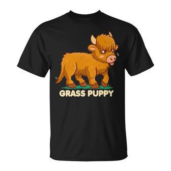 Grass Puppy Alternative Animal Name Scottish Highland Cow T-Shirt | Mazezy
