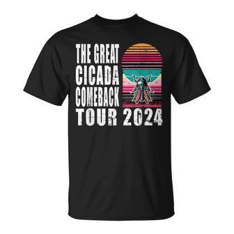 Great Cicada Comeback Tour 2024 Insect Invasion Retro T-Shirt - Seseable