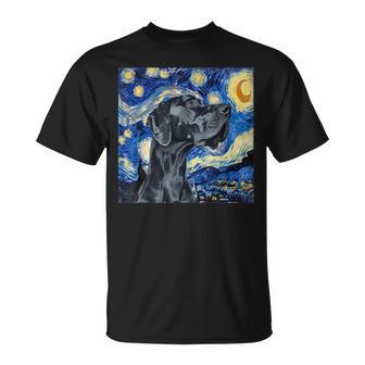 Great Dane Dog Van Gogh Style Starry Night T-Shirt - Monsterry DE