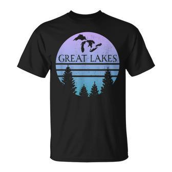 Great Lakes Of Michigan Lakes Silhouette Trees T-Shirt - Monsterry AU