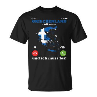 Greece Flag Greece Ruft An Ich Muss Los Greek T-Shirt - Seseable