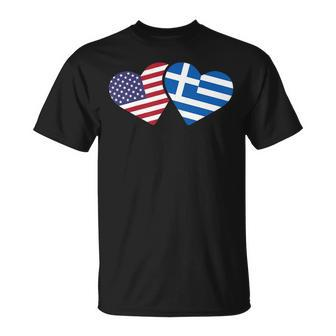 Greece Usa Flag T Heart Greek American Love T-Shirt - Monsterry UK
