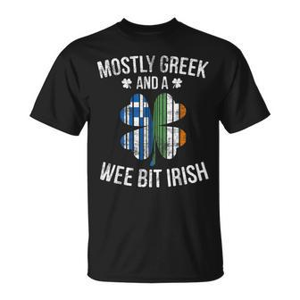 Greek Wee Bit Irish Greece St Patrick Day T-Shirt - Monsterry