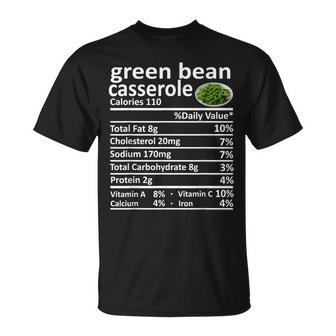 Green Bean Casserole Nutrition Food Facts Thanksgiving T-Shirt - Monsterry