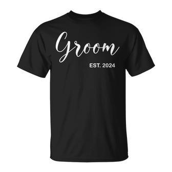 Groom Est 2024 Wedding Matching Husband Just Married Men T-Shirt - Monsterry CA