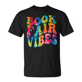 Groovy 70S Book Fair Vibe Tie Dye Reading School Librarian T-Shirt - Thegiftio UK