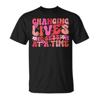 Groovy Changing Lives One Session At A Time Aba Therapist T-Shirt | Mazezy UK
