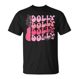 Groovy Dolly First Name Guitar Pink Cowgirl Western T-Shirt - Seseable