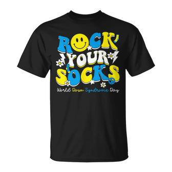 Groovy Rock Your Socks World Down Syndrome Awareness Day Kid T-Shirt - Seseable