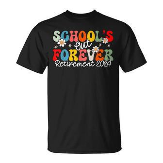 Groovy School's Out Forever Retirement 2024 Retired Teacher T-Shirt | Mazezy UK