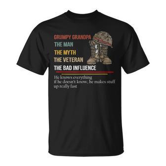 Grumpy Grandpa The Man The Myth The Veteran The Bad T-Shirt - Monsterry UK