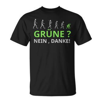 Grüne Nein Dank Saying T-Shirt - Seseable