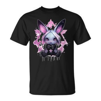 Gruseliger Niedlicher Hase Pastell Goth Kaninchen Hexe Ästhetik T-Shirt - Seseable