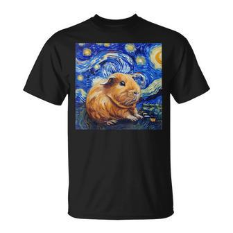 Guinea Pig Van Gogh Style Starry Night Graphic T-Shirt - Seseable