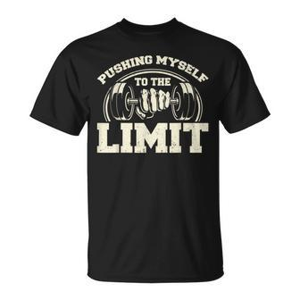 Gym Pushing Myself To The Limit Workout Weightlifting T-Shirt - Monsterry
