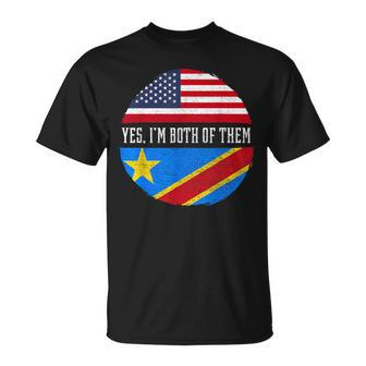 Half Congolese Usa Flag Democratic Republic Of The Congo T-Shirt - Monsterry