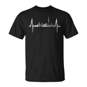 Hamburg Skyline Heartbeat Hamburger Hafen Liebe Fan Hamburg T-Shirt - Geschenkecke