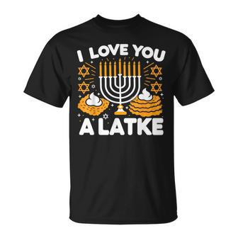 Hanukkah I Love You A Latke Pajamas Chanukah Hanukkah Pjs T-Shirt - Seseable