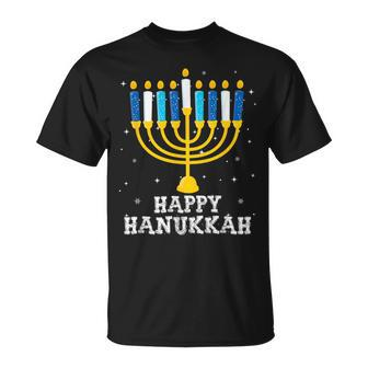 Hanukkah Menorah Happy Hanukkah T-Shirt - Monsterry
