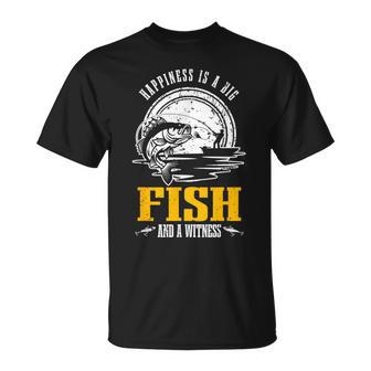 Happiness Is A Big Fish And A Witness Fisherman Fishing T-Shirt - Monsterry UK