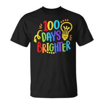 Happy 100Th Day Of School 100 Days Brighter Girls Teacher T-Shirt | Mazezy
