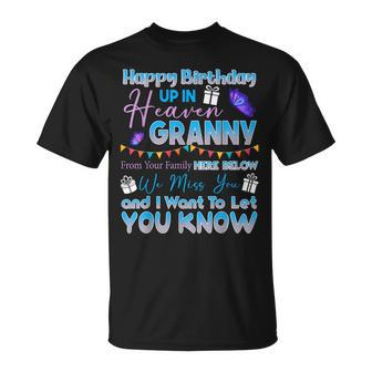 Happy Birthday Granny Angel In Heaven Memorial Remember T-Shirt - Seseable