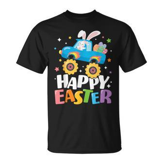Happy Easter Monster Truck Bunny Easter Eggs Boys Toddler T-Shirt - Seseable