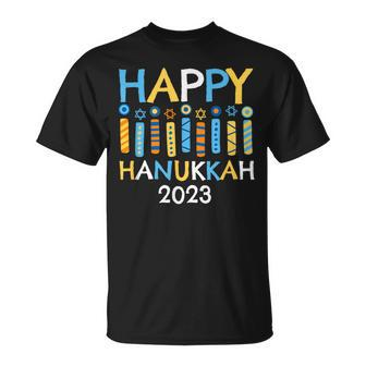 Happy Hanukkah 2023 Love And Light Jewish Menorah Family T-Shirt - Seseable