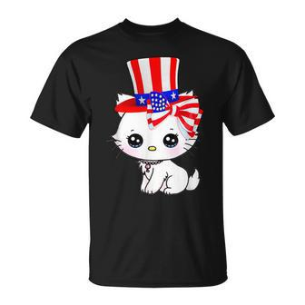 Happy July 4Th Usa Flag Cat Dad-Dy Mom-My Boy Girl T-Shirt - Monsterry UK