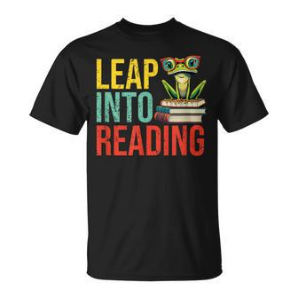 Happy Leap Day Teacher Leap Into Reading Leap Day 2024 T-Shirt - Seseable