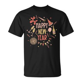 Happy New Year Nye Party 2024 New Years Eve Confetti T-Shirt | Mazezy