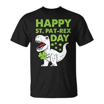 Happy St Pat T-Rex Day Dinosaur St Patrick's Day Boys Girls T-Shirt - Monsterry