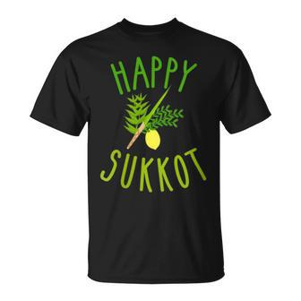 Happy Sukkot Four Species Jewish Holiday Israel Sukkah T-Shirt - Monsterry