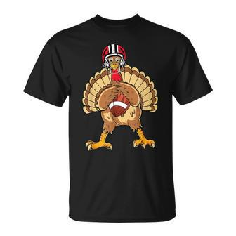 Happy Thanksgiving Turkey Playing Football Dad Boys T-Shirt - Monsterry